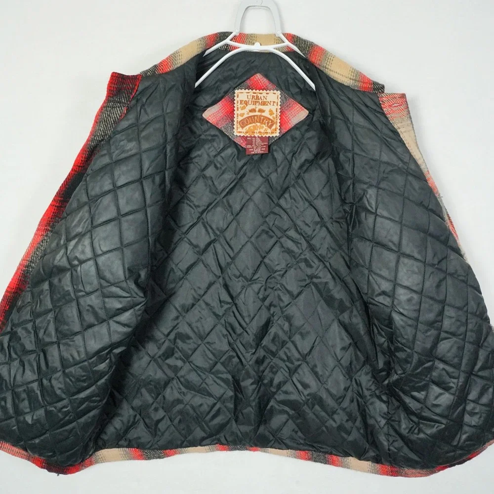 Urban Equipment Country‎ Plaid Wool Blend Lined Oversized Jacket Men Size Small